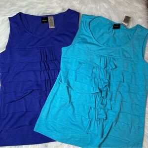 Rafaella Sleeveless Ruffle Tank Top Bundle Of Two Blue Purple